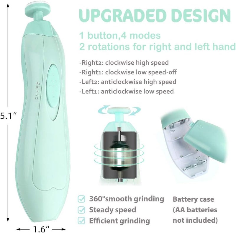 Consevisen Baby Nail Trimmer Electric Nail File Baby Nail Clippers, 20 in 1 Safe Nail Filer Grinder Kit for Newborn Infant Toddler Kids or Adults Toes Fingernails Care Trim Polish, Led Light and Grinding Heads - Image 3